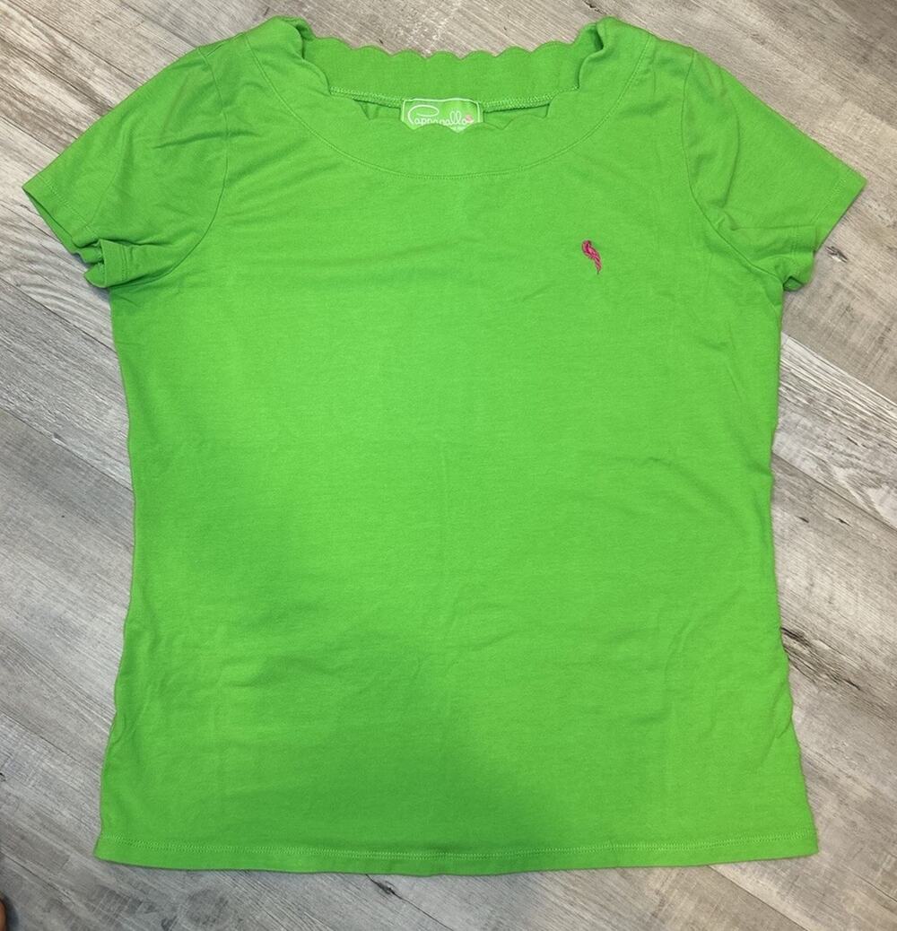 Cappagallo Est. 1953 Cotton Women's Size Large Shirt Short Sleeves Green Used
